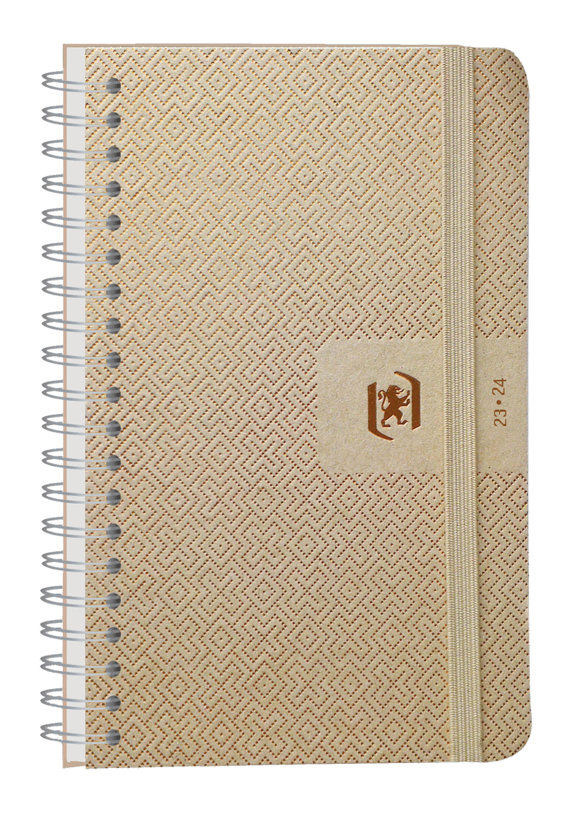 OXFORD Agenda Héritage spiralé, Janvier à Décembre 2024, couv toile grain  cuir, format 9x17 cm assortis