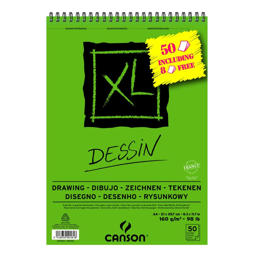 Bloc XL dessin Canson - 50 feuilles A4 - Papier de Dessin Esquisse et  Pastel - Dessin - Pastel