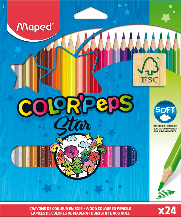 Maped Pochette de 24 crayons de couleur Color'peps - prix pas cher chez  iOBURO