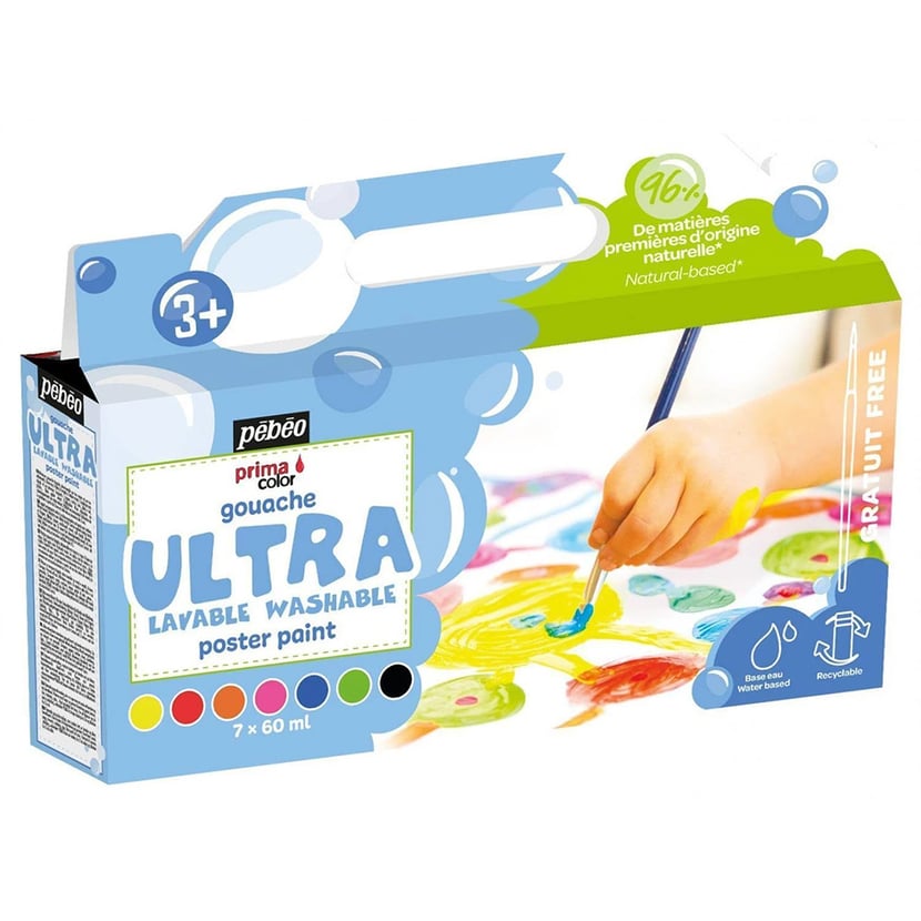 Set de peinture gouache pour enfants - ultra lavables - 7 x 60 ml