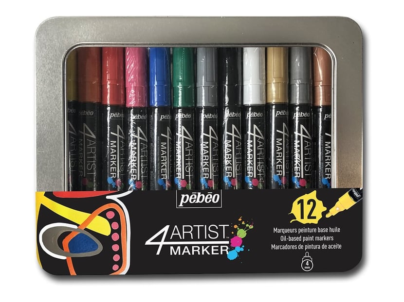 Boîte de 12 marqueurs peinture à l'huile 4Artist - couleurs assorties - 4  mm - Pebeo - Les Marqueurs - Art graphique