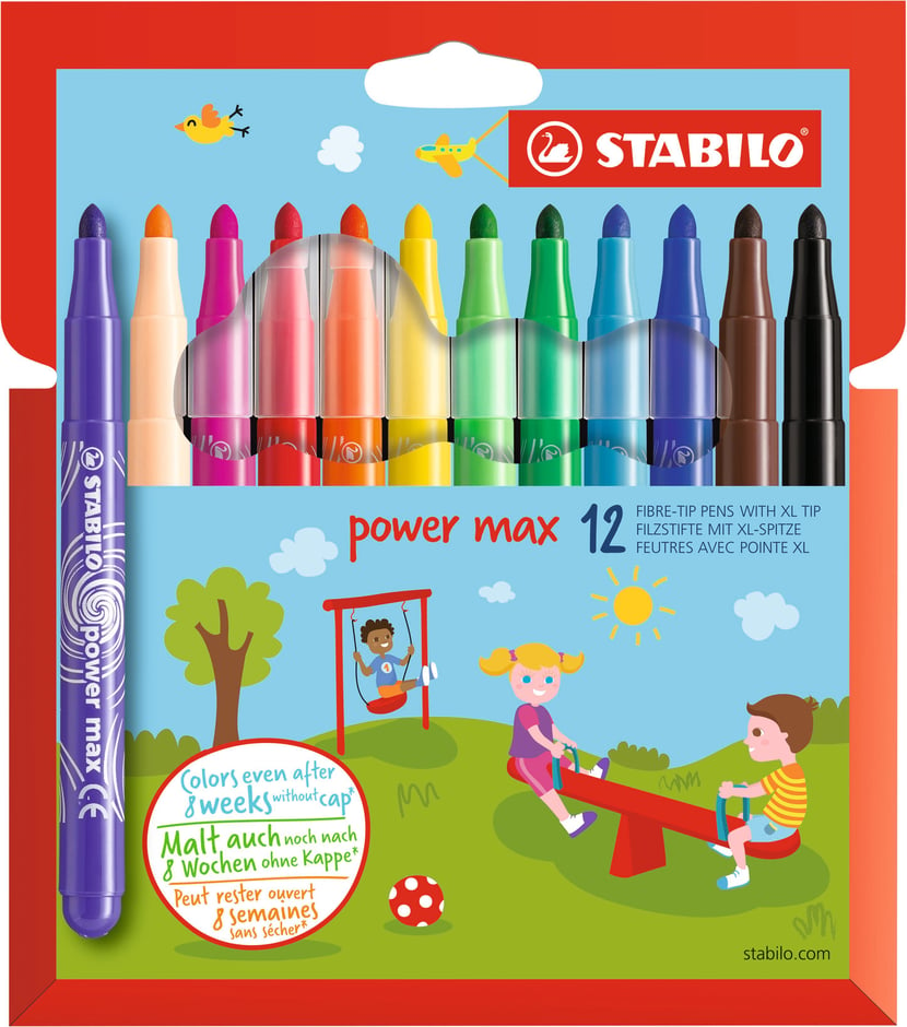 12 feutres de coloriage STABILO power max - pointe large - Dessiner -  Colorier - Peindre