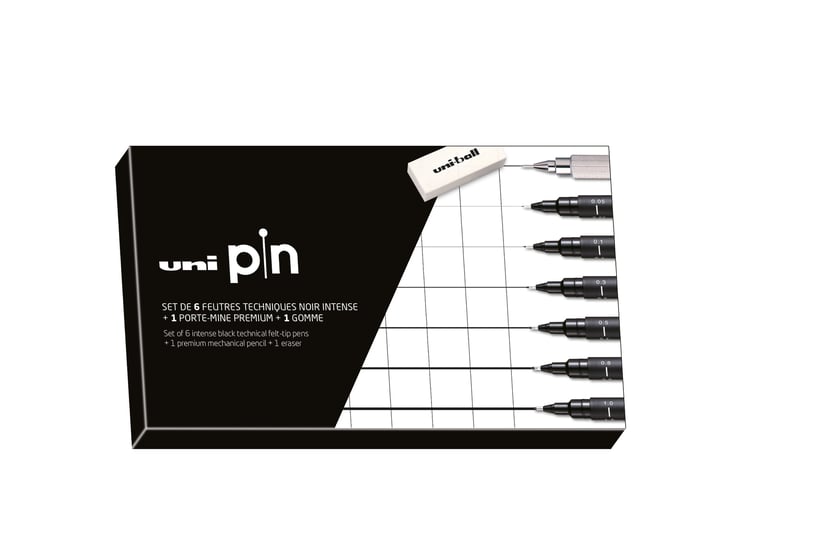 Uni Pin Stylo de dessin avec pointe feutre fine Noir 