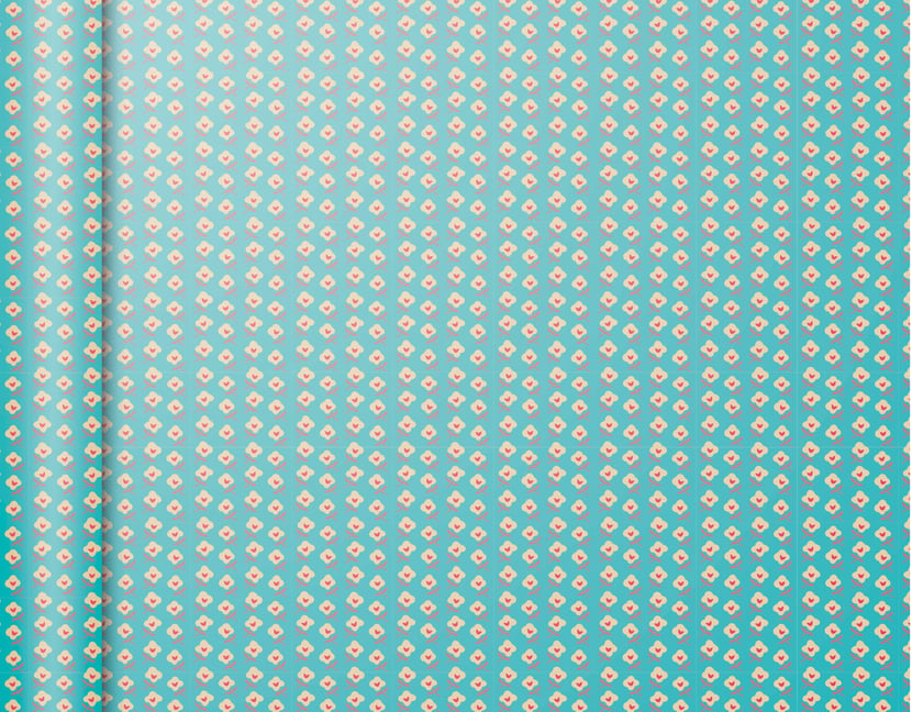 Papier cadeau - 5 x 0,35 m - motif petites fleurs fond bleu