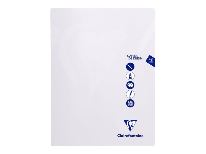 Cahier dessin 240 x 320 mm couv polypro 96 pages unies blanc - RETIF