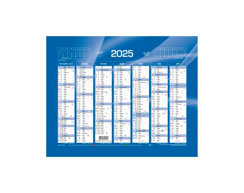Evelay Planning Mural 2024 - Format A3 (42 X 29,7 Cm) - Calendrier Annuel Complet Pour La Maison