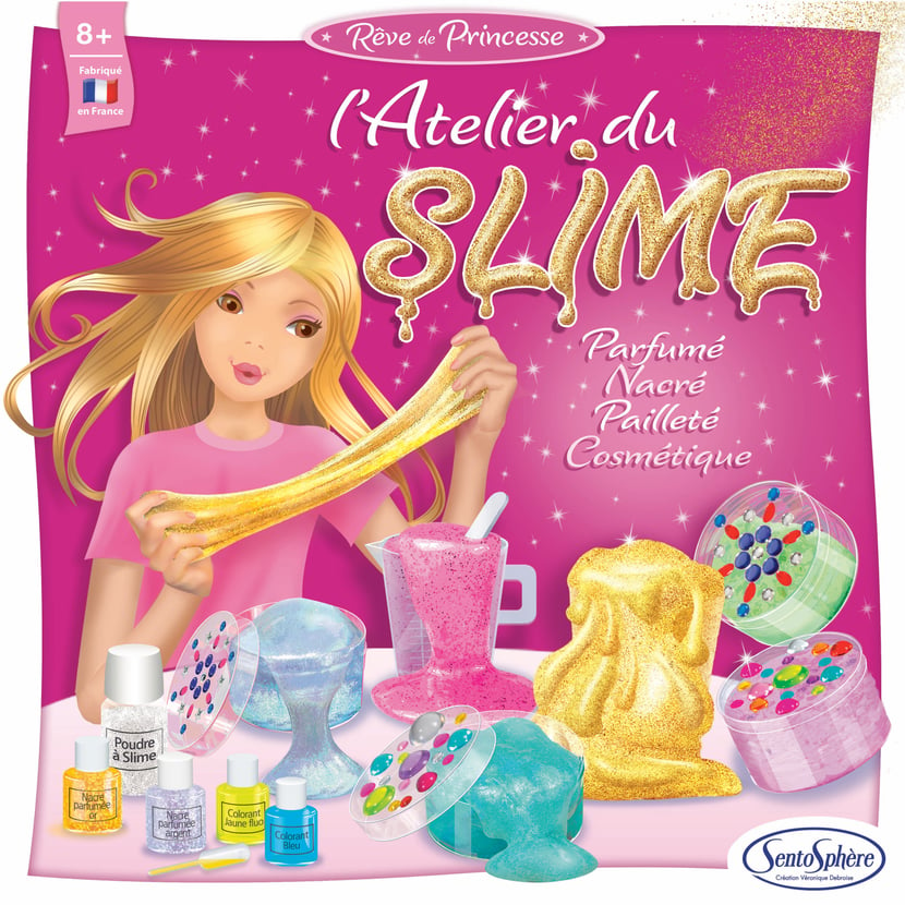SENTOSPHERE - L'Atelier du Slime - Jeu de pâte à modeler scintillante pour  fille à partir de 8 ans rose - Sentosphère