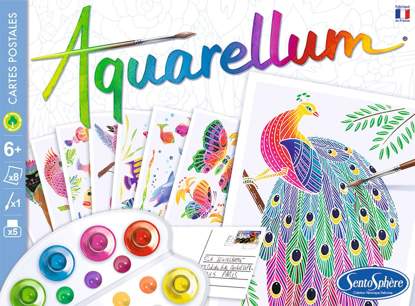 Aquarellum - Cartes postales Animaux - Peinture pour enfant