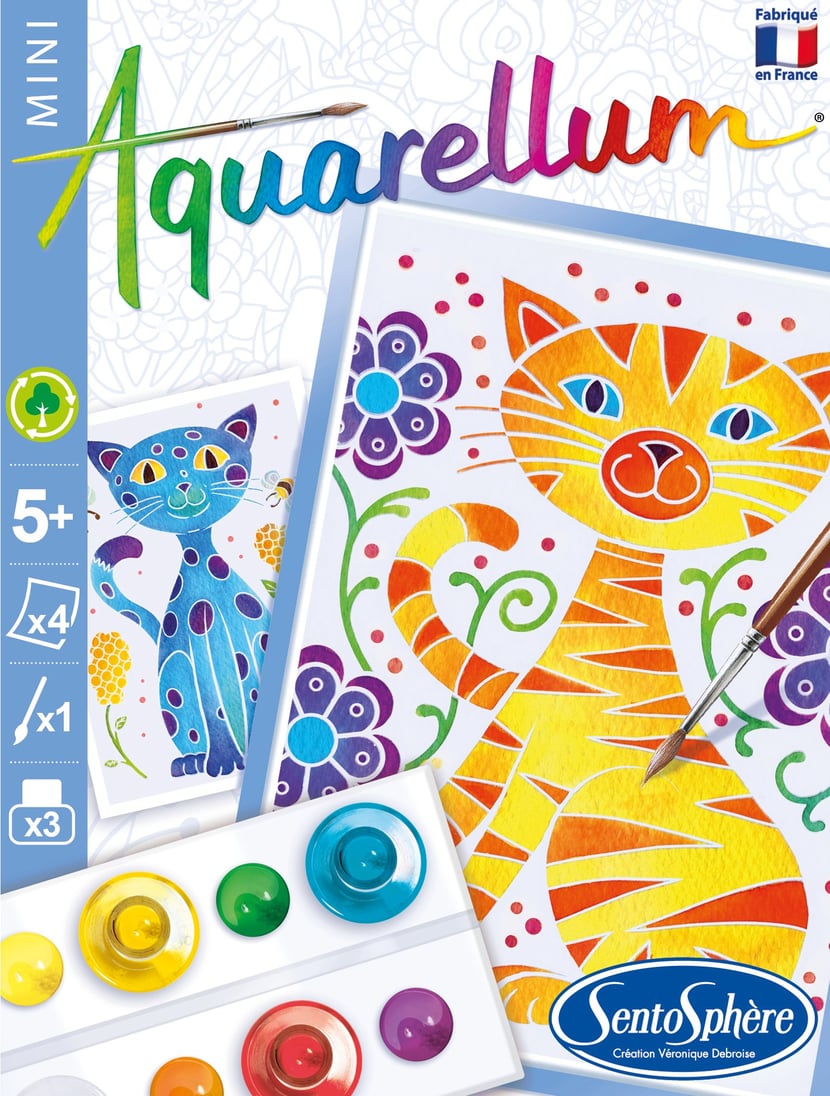 Coffret Aquarellum Mini - Chats - Peinture pour enfant