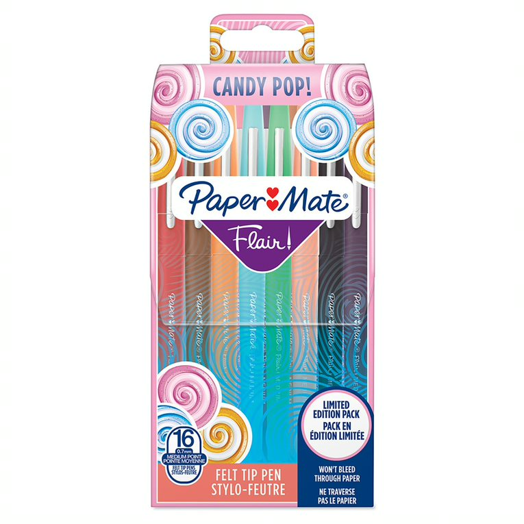 Stylos-feutres Paper Mate - Flair - couleurs assorties - Pointe moyenne -  16 pièces