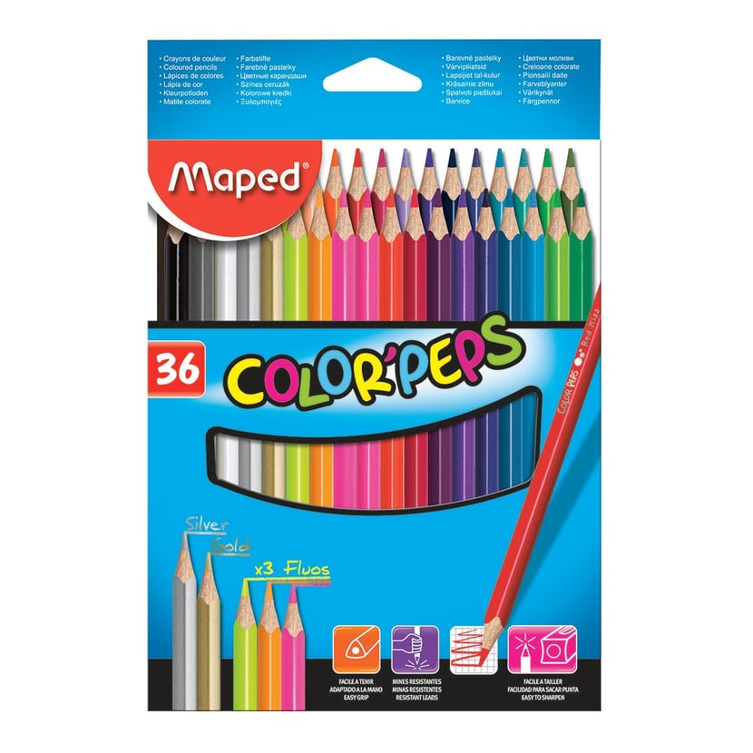 MAPED Pochette de 12 crayons de couleur PASTEL COLOR'PEPS
