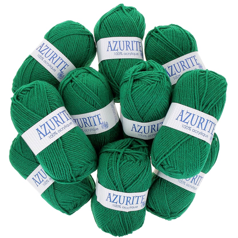 Lot de 10 pelotes de laine à tricoter Azurite 100% acrylique vert normandie  0338 -  - Vente en ligne d'articles de mercerie