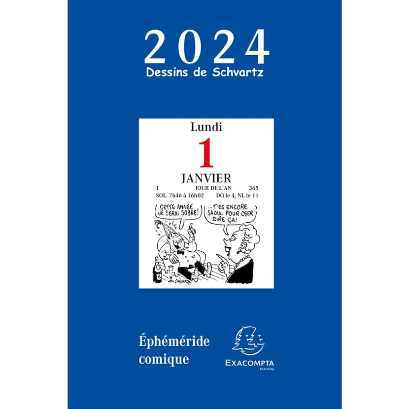Bloc éphéméride 2024 Exacompta - Bleu - 6,5 x 9,7 cm - Modèle comique -  Agendas Civil - Agendas - Calendriers