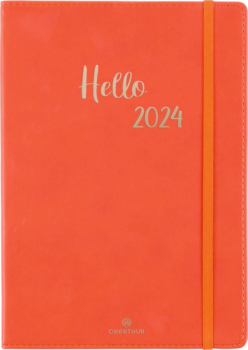 Agenda 2024 My Hello - 1 semaine par page - A5 - corail - Oberthur Pas Cher