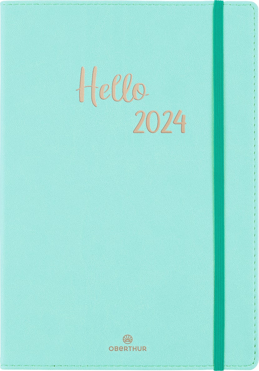 Agenda civil semainier 2023/2024 Oberthur - Bleu Turquoise - My Hello -  21,5 x 15,5 cm - Agendas Civil - Agendas - Calendriers
