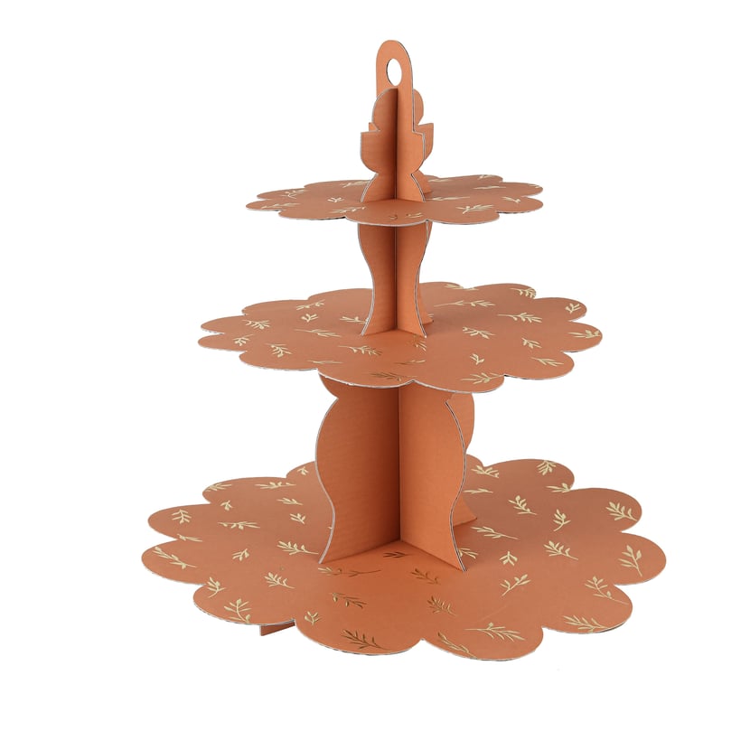 Présentoir Jolis Brins - Terracotta et or - 34 cm - 3 étages