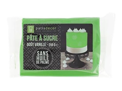 Pâte à sucre vert aromatisée vanille 250g