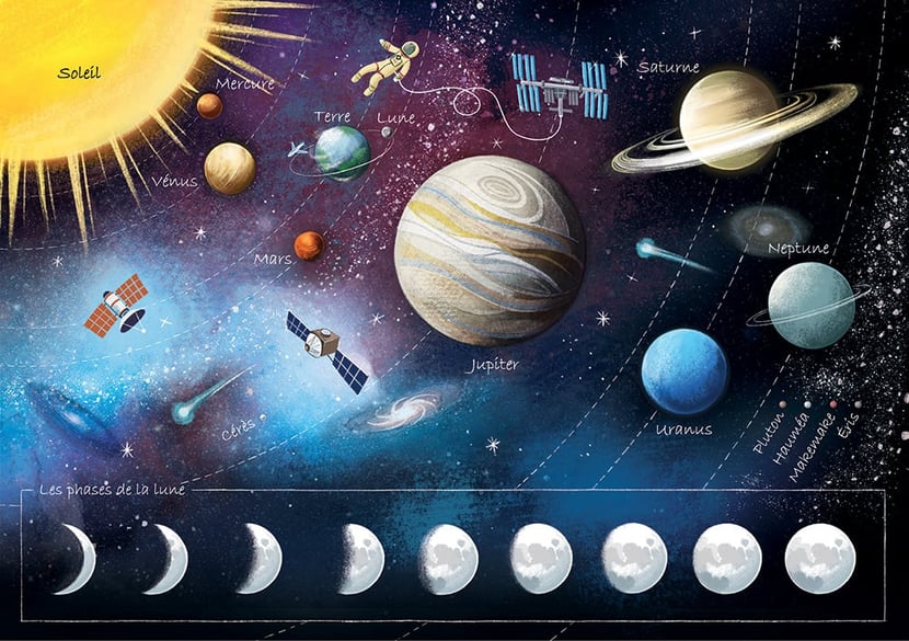 Puzzle 49 PCS Bois Éducatif pour Enfant Astronomie