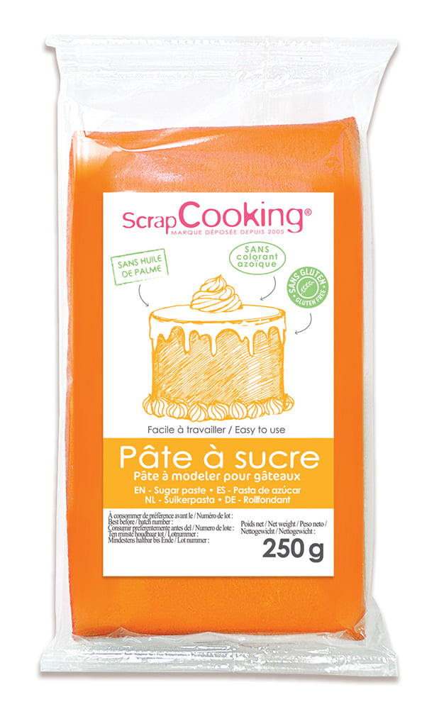 Pâte à sucre ScrapCooking - Orange - 250 g - Pâte à sucre