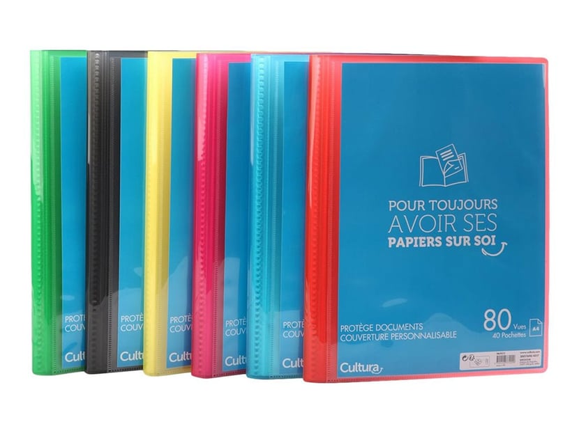 Protège documents à pochettes transparentes Le lutin - 20 pochettes / 40  vues- bleu pas cher