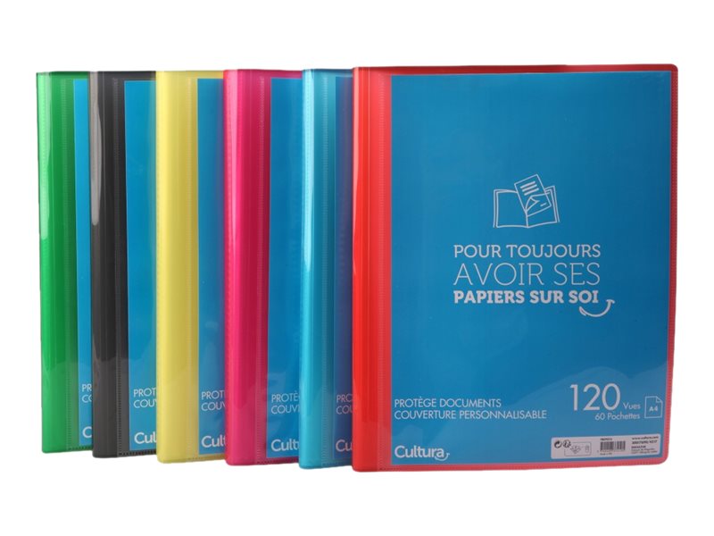 Porte-vues A4 60 Pochettes (120 Vues) - Noir | Pour Documents, Projets, Présentation | Professionnel & étudiant
