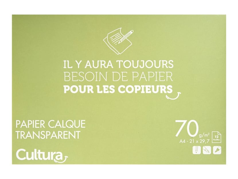 Papier calque A4 21x59,7cm 70g/m2 CANSON : la pochette de 12 feuilles à  Prix Carrefour