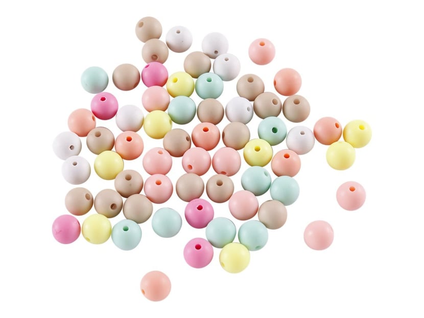 MegaCrea Perles pour enfant nacrées rondes pastel 0,8 cm 130 pièces pas  cher 