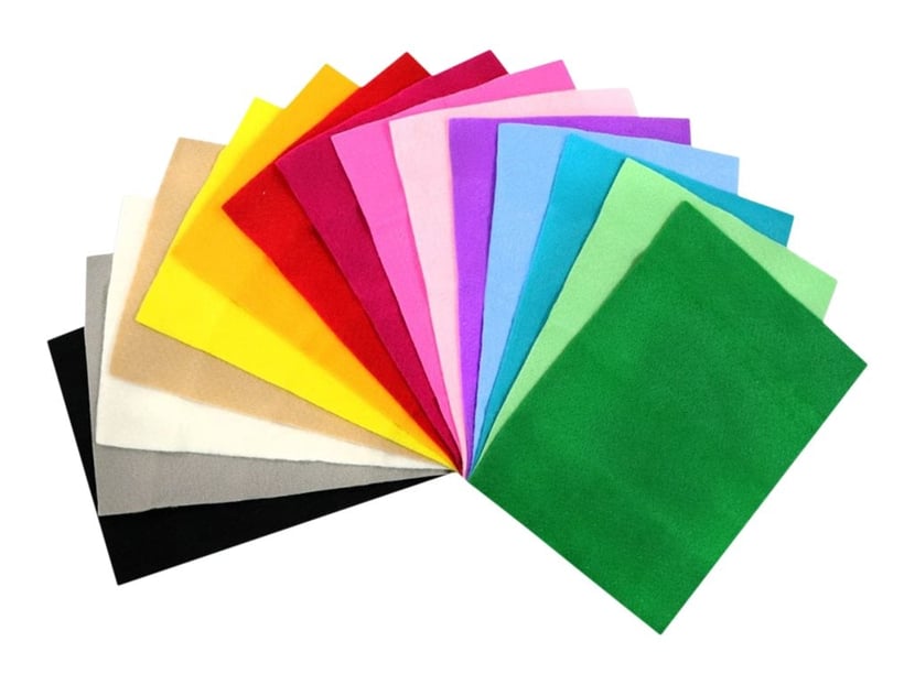 Assortiment de 15 coupons de feutrine acrylique format A5 Créalia -  plusieurs coloris - Feutrine - Customisation