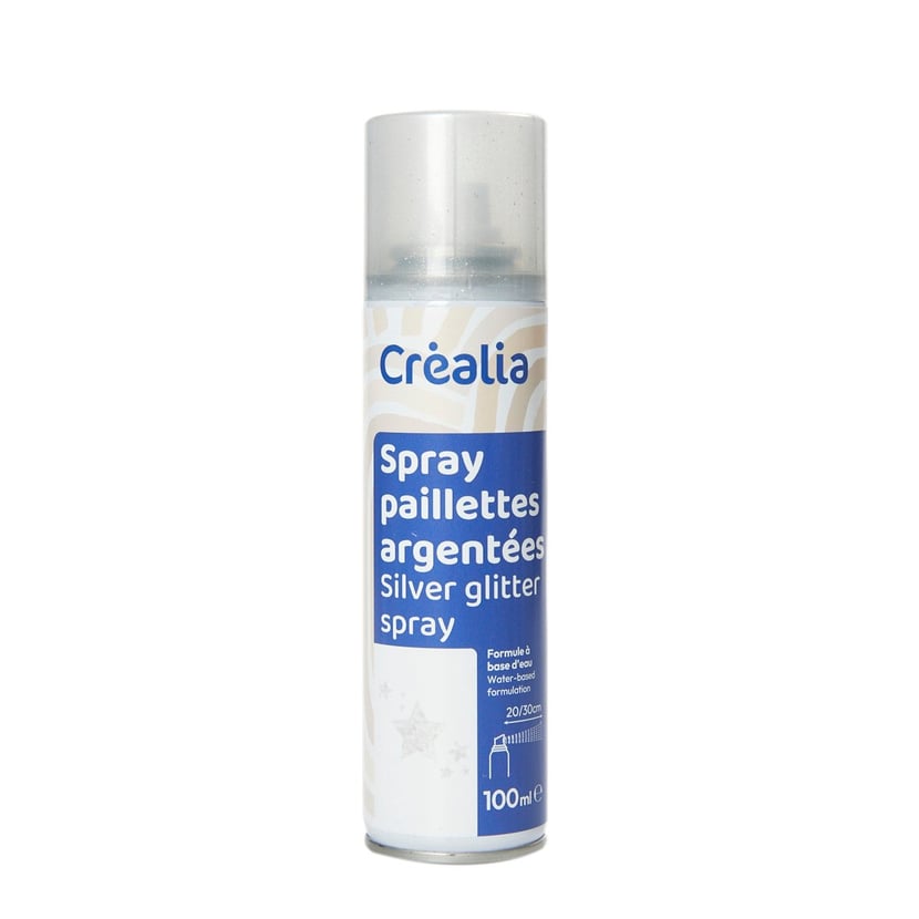 Paillettes argentées en spray Créalia - 100 ml - Peinture multi