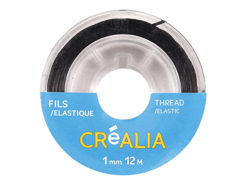 Fil élastique nylon 1 mm x 12 m Créalia - Noir