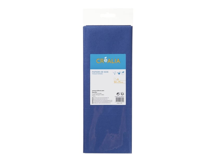 Créalia - Papier de soie - 500 x 750 mm - 6 feuilles - bleu marine - Papier  de soie - Papiers créatifs