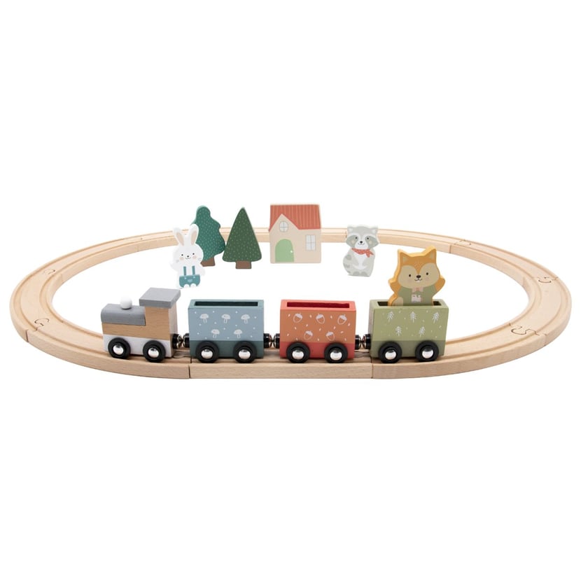 Set de train 70 pieces en bois, jouets en bois