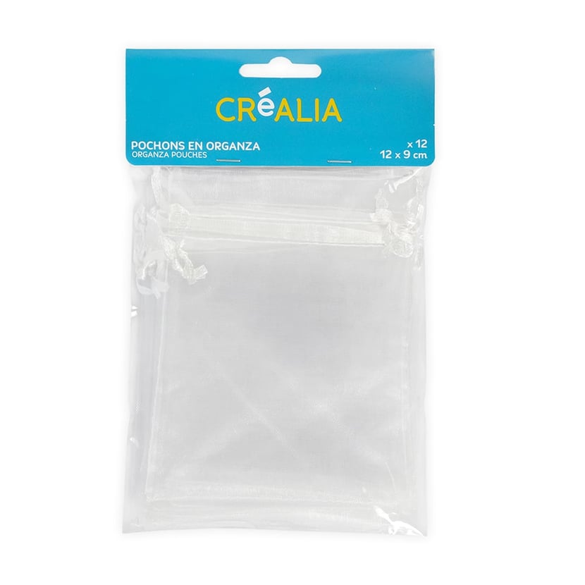 Mini Sac tissu transparent 8 x 6 cm blanc organza pour accessoires jeux
