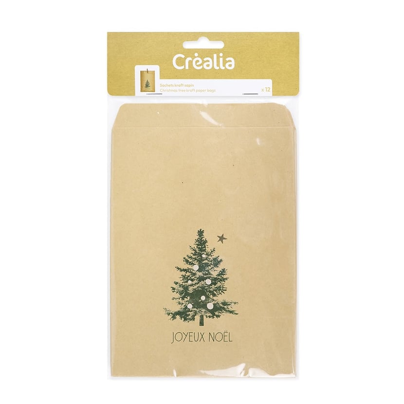 12 Sachets Kraft Sapin Collection Noël Campagne Créalia Cultura