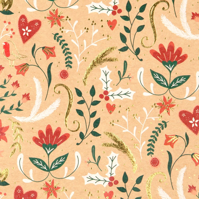 6 Sachets Kraft Fleuris Créalia Collection Noël Tradition Cultura