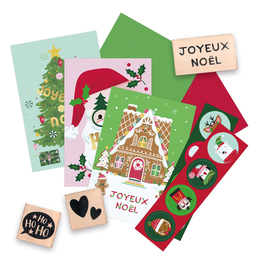 Set de 6 cartes et enveloppes Noël - Créalia - Plastique créatif