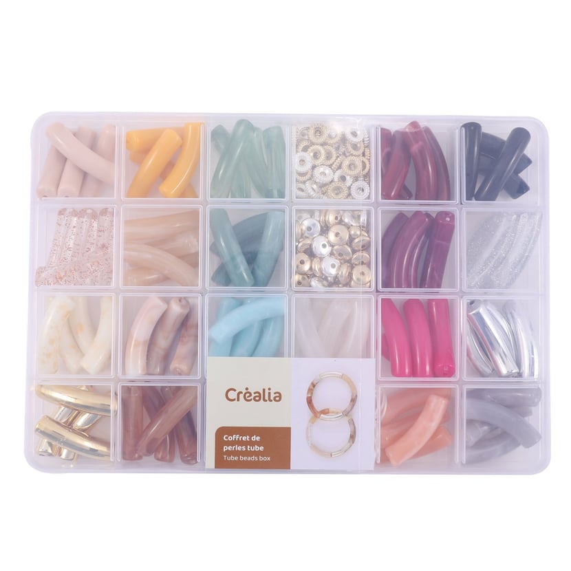 Coffret de perles tube - 21 couleurs - Créalia - Kits Bijoux | Cultura
