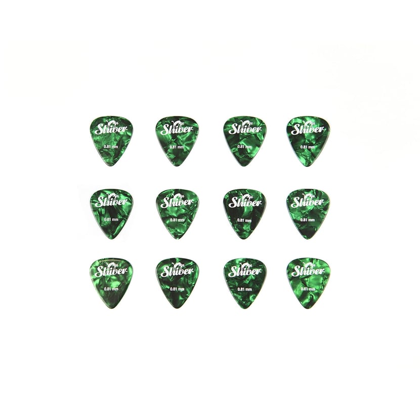 12 médiators celluloïd - 0,81mm - Vert - Shiver