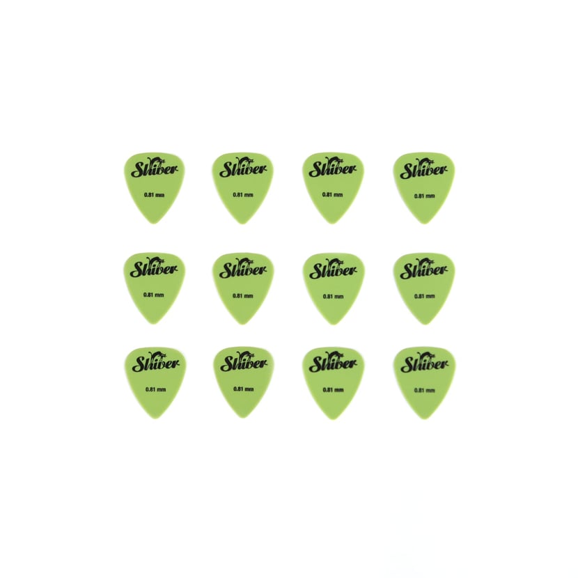 12 médiators nylon - 0,81mm - Vert - Shiver