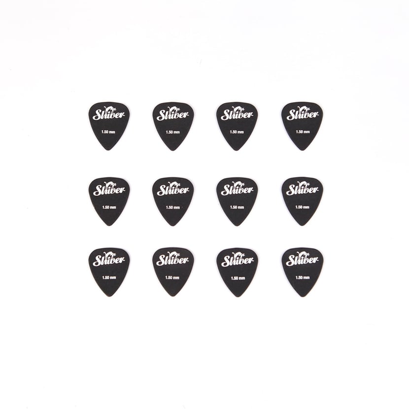 12 médiators nylon - 1,50mm - Noir - Shiver