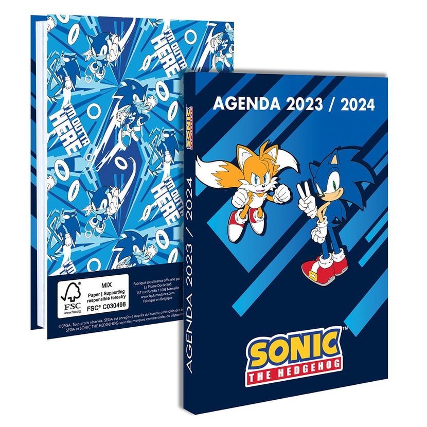 Agenda scolaire journalier 2023/2024 - Sonic - 12,5 x 17,5 cm - La Plume  Dorée