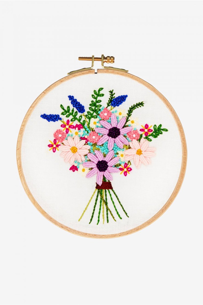 Kit Broderie Fleurs En Ruban De Soie 3D - Pour Débutants Et Adultes - Cerceau Et Fournitures Inclus - Décoration Murale 30 Cm