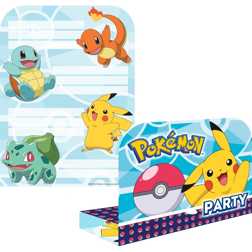 8 Invitations et enveloppes - Pokemon - Cartons d'Invitation