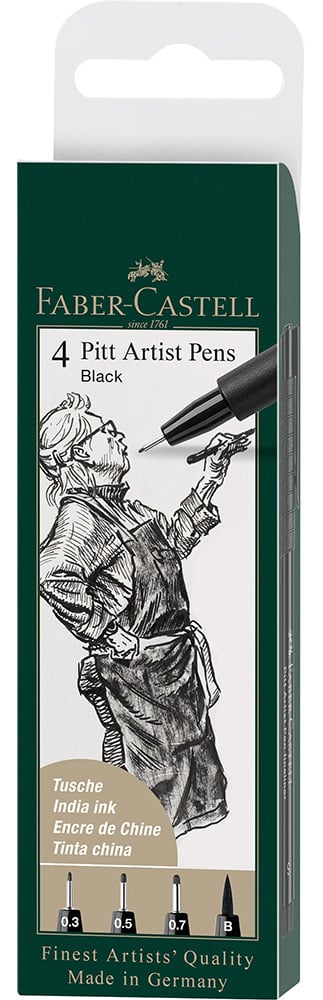 Etui feutre FABER & CASTELL Pitt - Artist pen - Noir - Pochette de 8