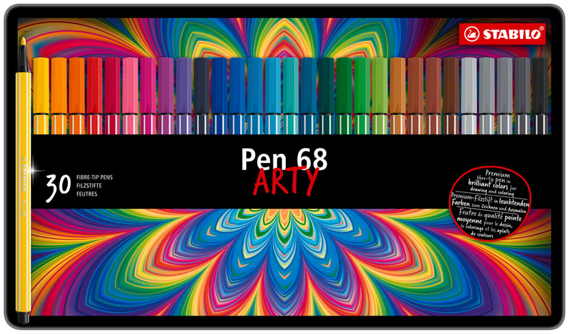 stylos feutres dans une boite metal - pen 68