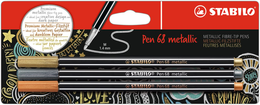Feutre métallisé - STABILO Pen 68 metallic - Boîte métal de 6