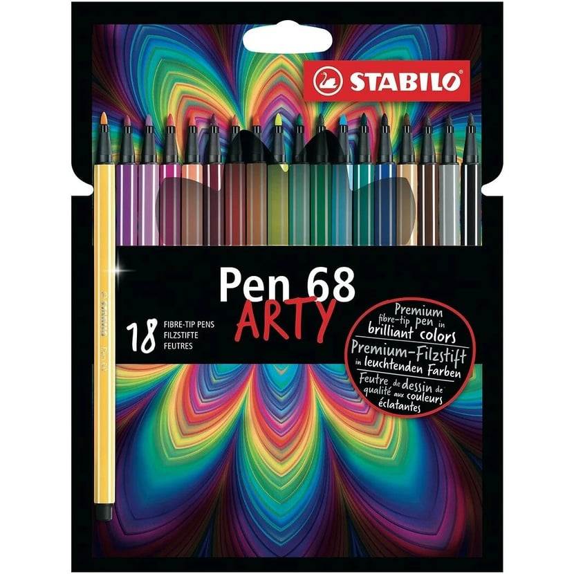 18 feutres de dessin - ARTY Pen 68 - pointe moyenne - STABILO - Dessiner -  Colorier - Peindre