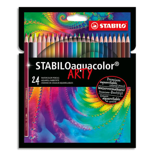 24 Crayon de couleur aquarellables - ARTY aquacolor - STABILO - Dessiner -  Colorier - Peindre