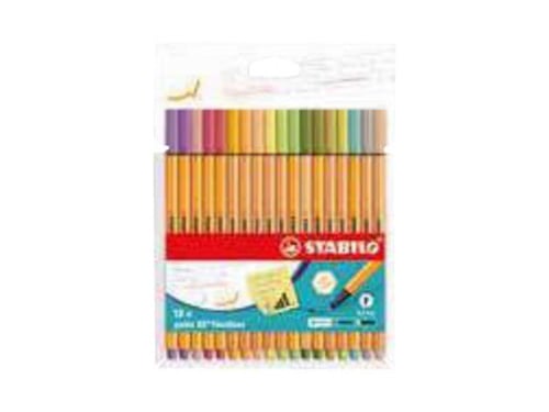 18 stylos feutres STABILO point 88 - pointe fine- coloris