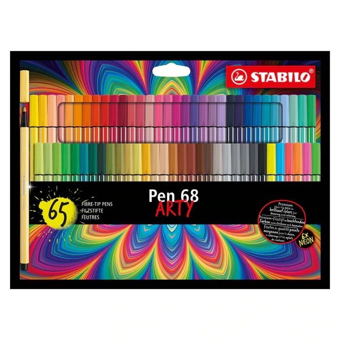 Pack de 65 Pen 68 ARTY - Feutre - couleurs assorties - 1 mm - moyen -  STABILO - Dessiner - Colorier - Peindre